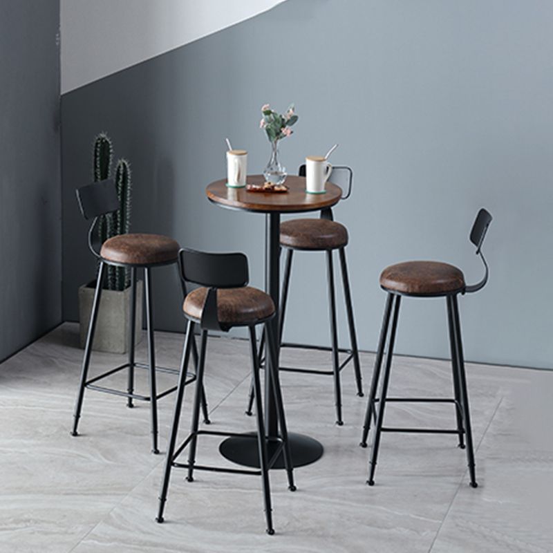 Industrial Metal Base Bar Table Black Iron Solid Wood Patio Bar Table