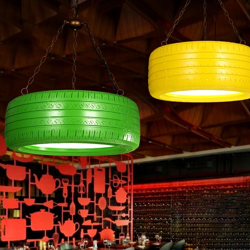 Creative Industrial Hanging Light Car Tire Rubber Chandelier with Hanging Chain for Bar