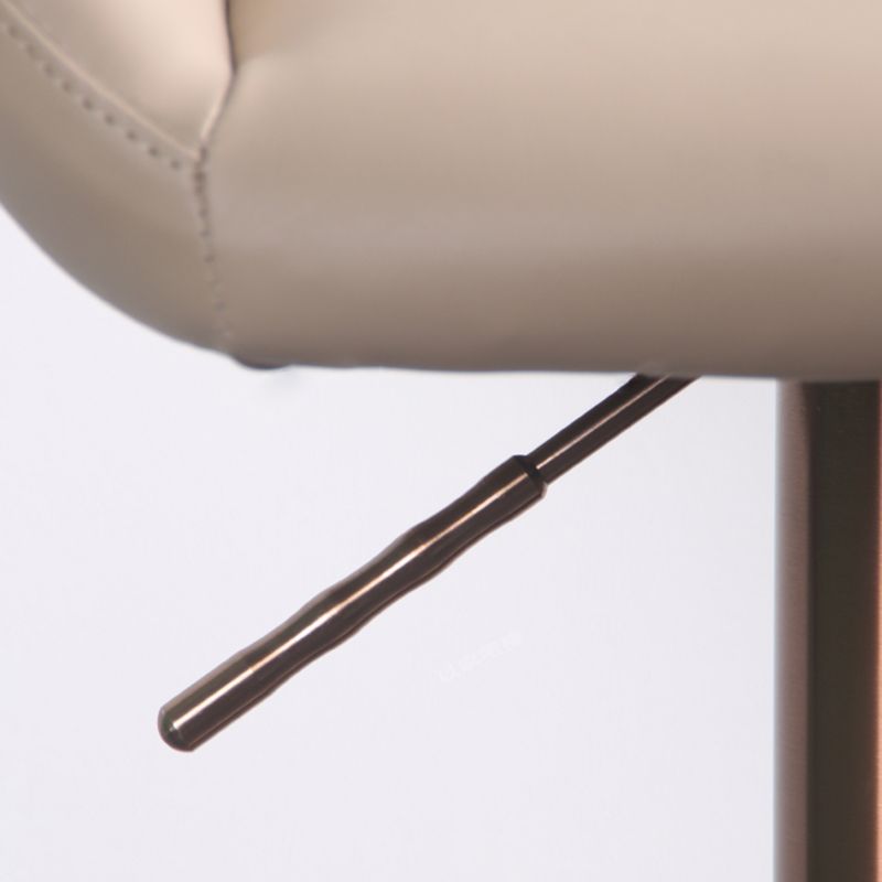 Glam Style Counter Stool Leather Adjustable Height Bar Stool with Metal Base