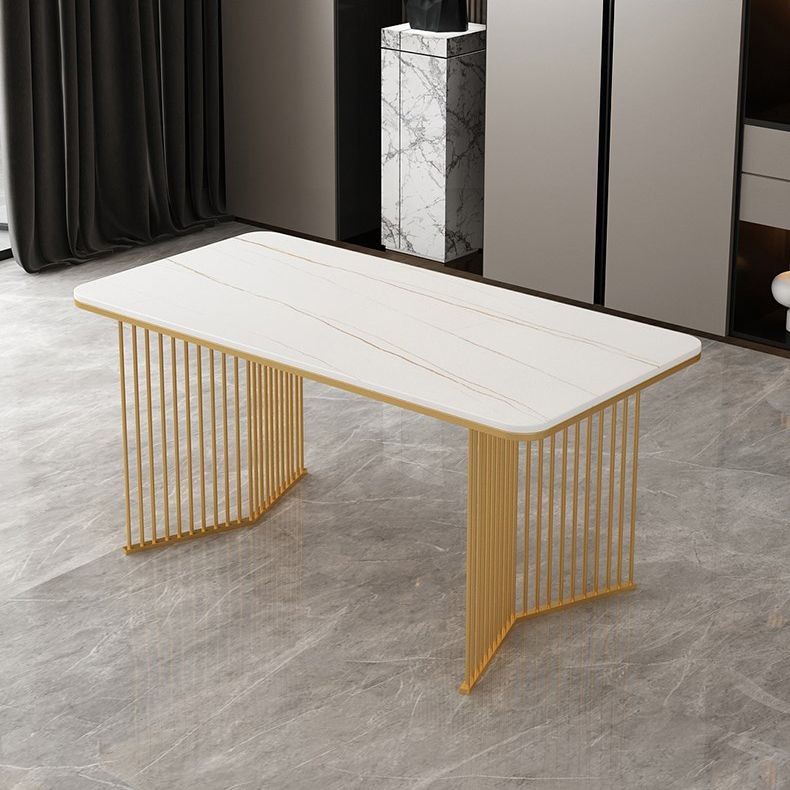 Sintered Stone Dining Table Traditional Luxury Gold Frame Table