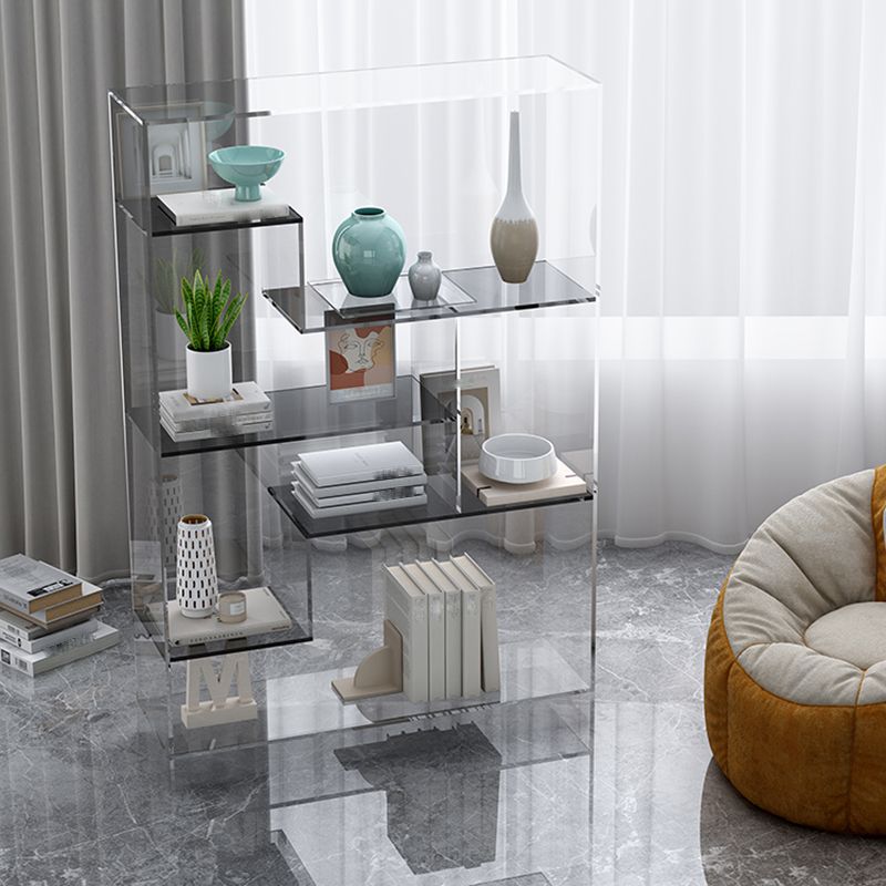 Contemporary Closed Back Bookshelf Standard Acrylic Bookcase with Shelves