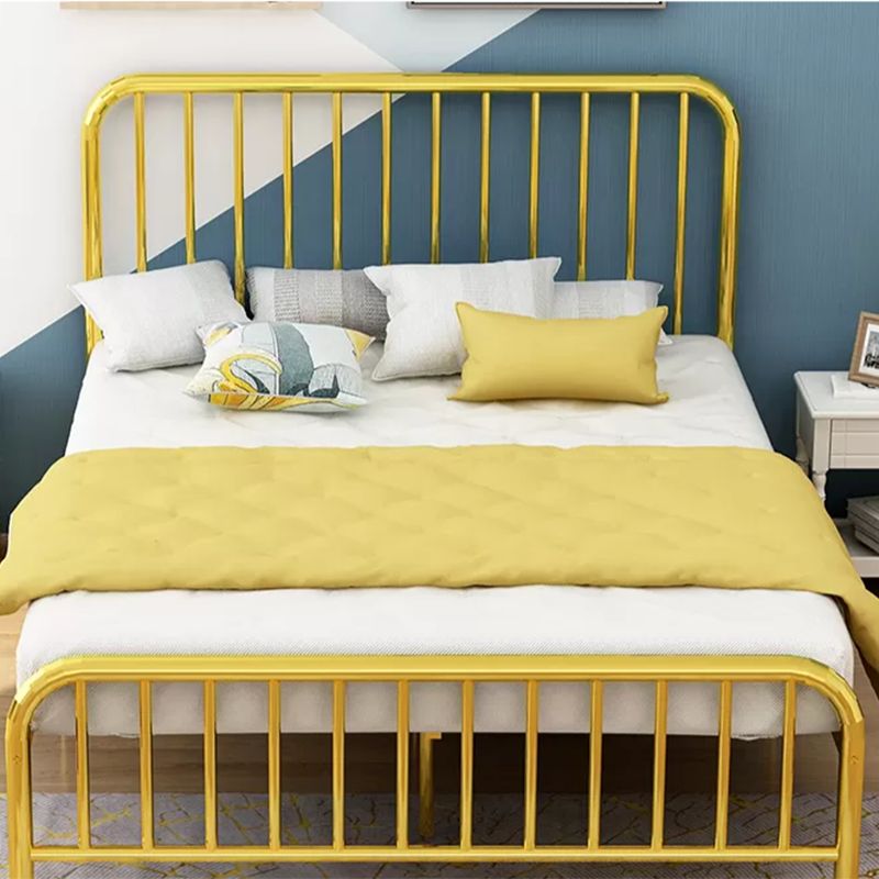 Contemporary Slat with Headboard Rectangular with Metal Legs Metal Slat Bed