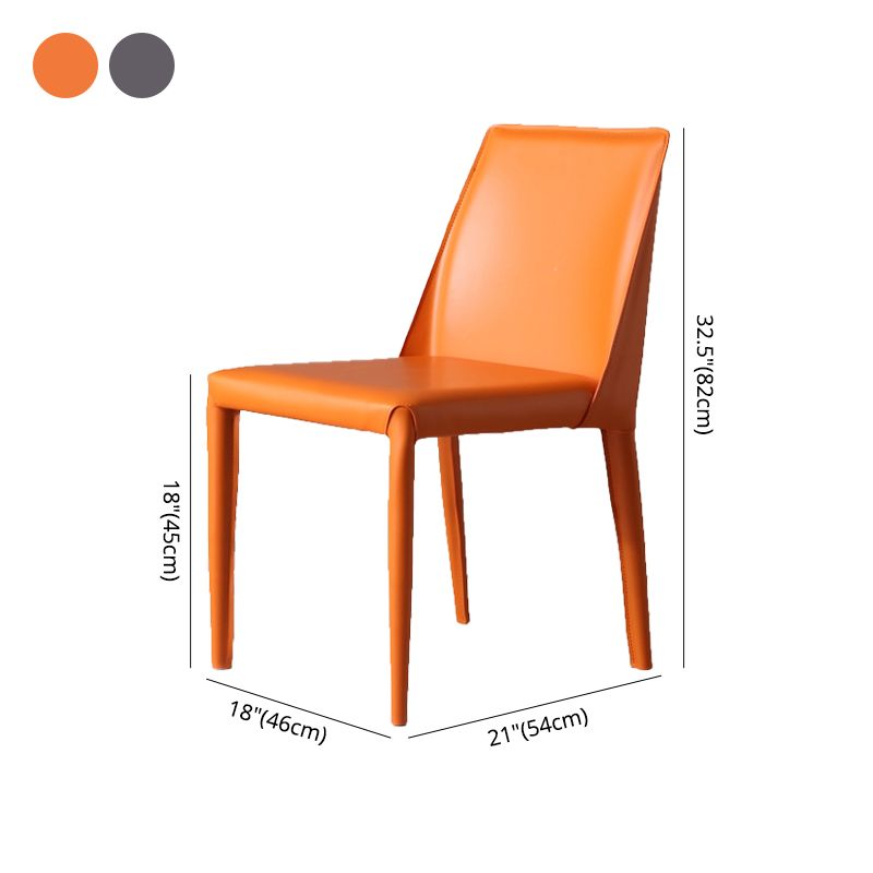 Minimalist Style Leather Dining Chairs Solid Back Armless Chairs for Home