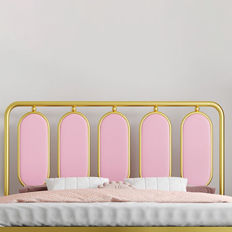Glam Bed Frame Metallic Standard Bed with Upholstered Headboard
