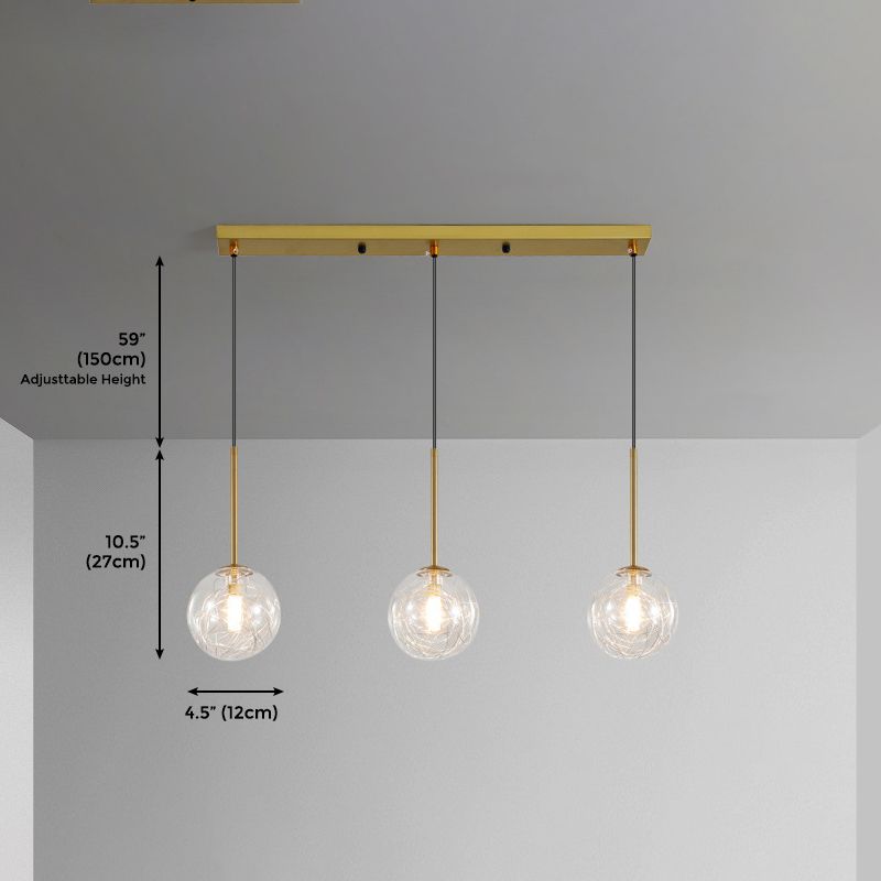 3-Light Ceiling Pendant Lighting with Glass Globe Shape Cluster Lighting