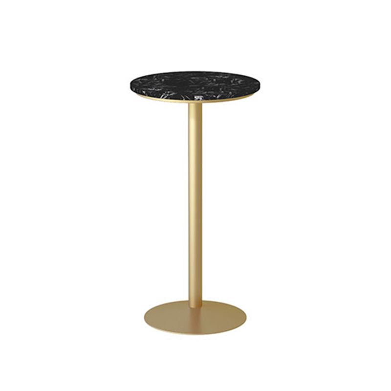 Glam Faux Marble Bar Table 41.3"H Pedestal Bar Height Cocktail Table with Metal Base