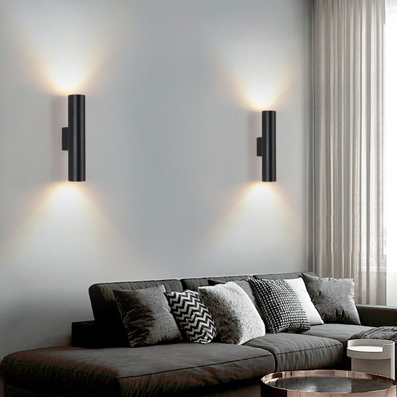 Cylinder Wall Mounted Lamps Modern Style Metal 2 Lights Wall Lighting Ideas