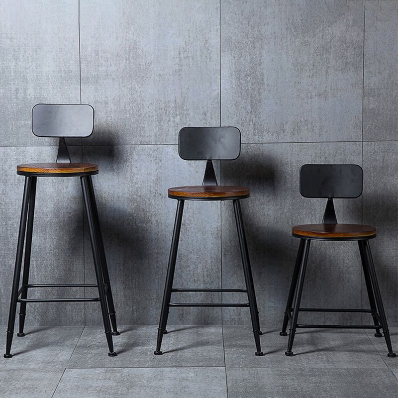 Contemporary Metal Dining Stools Round Bar Stools with Footrest
