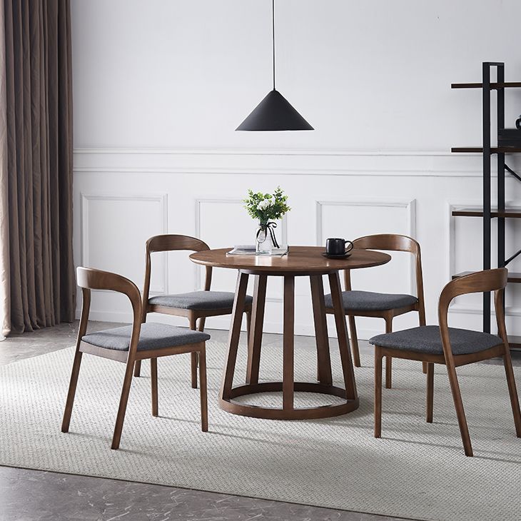 1/5 Pcs Dining Room Set Modern Style Solid Wood Dining Set with Round Table