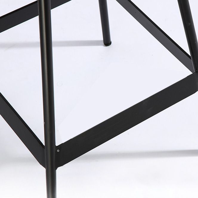 Industrial Metal Barstool Low Back Faux Leather Cushion in Matte Finish for Indoor