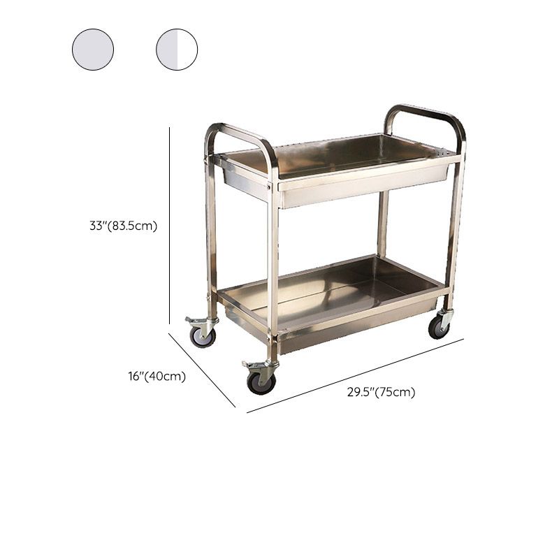 Modern Kitchen Trolley Metal Open Storage Kitchen Trolley in Silver