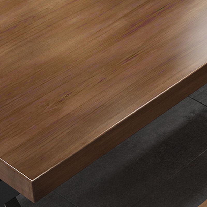 Industrial Rectangle Dinner Table Black Metal Sled Base Dining Site Table