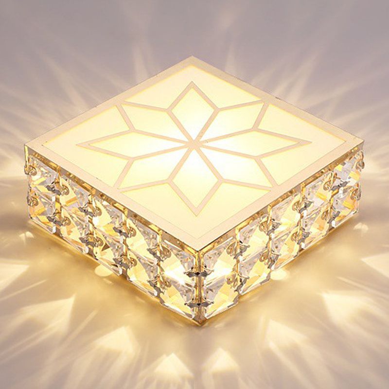 Modern Style Geometric Flush Mount Crystal Led Flush Mount with Hole 2-3.5'' Dia