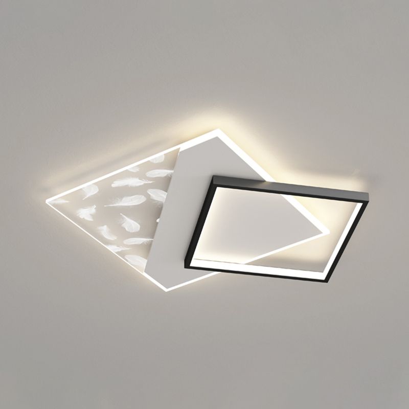 Moderne quadratische Deckenleuchte aus Metall mit 2 Leuchten für das Wohnzimmer