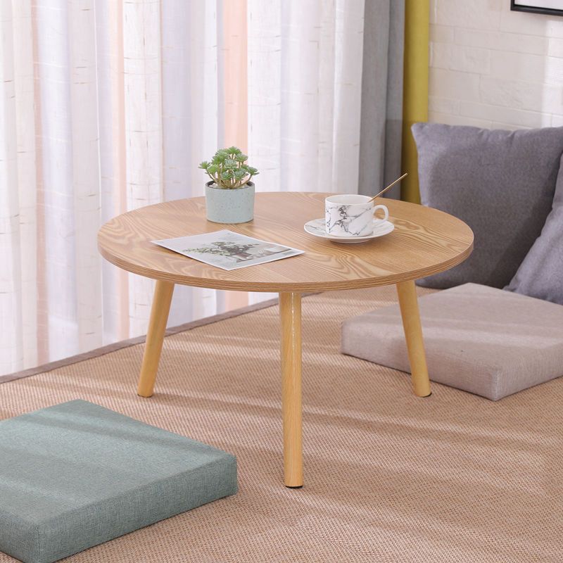 Modern 3 Leg Corner Table Round Solid Wood Side End Table for Living Room