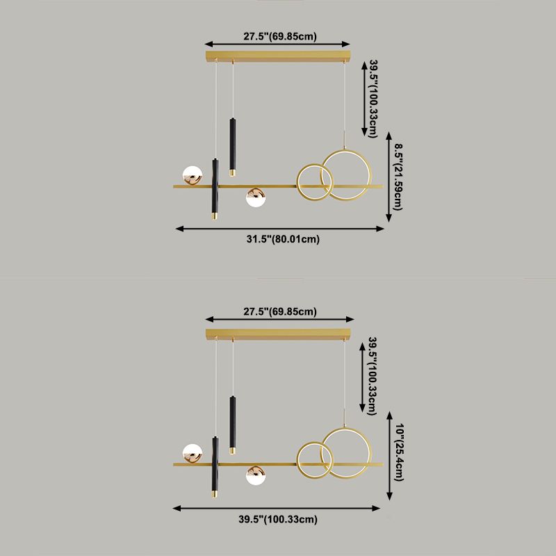 Aluminum LED Island Lighting Contemporary Ceiling Pendant Light for Dining Room