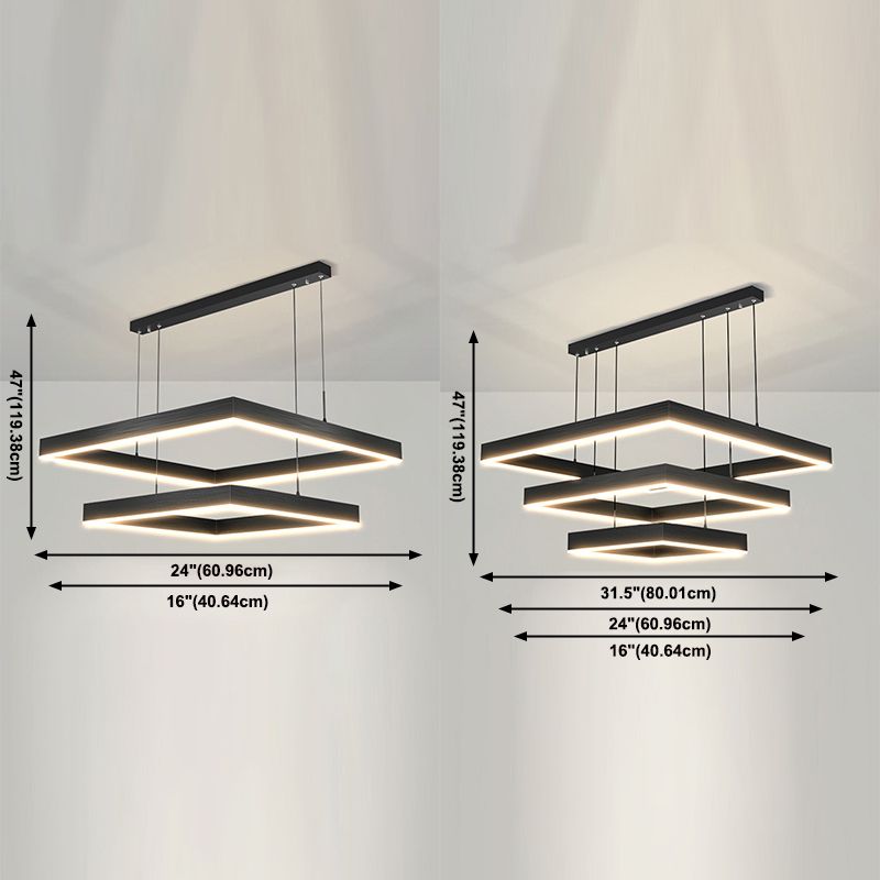 Modern Square Shape Chandelier Light Fixtures Restaurant Hanging Chandelier for Sitting Room