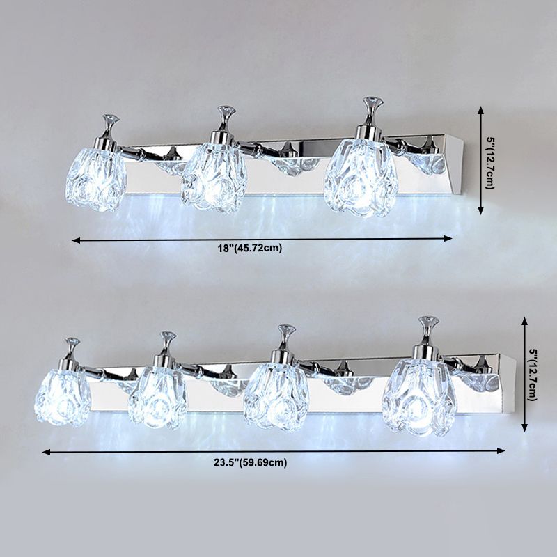 Multi-Lights Unique Shade Wall Sconce Modern Simple Mirror Mirror Crystal Mury Lighting in Silver