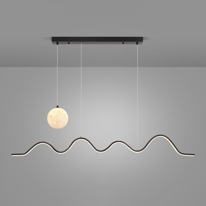 2-Light White/Black/Golden Modernism Kitchen Island Lighting Unique LED Ceiling Light