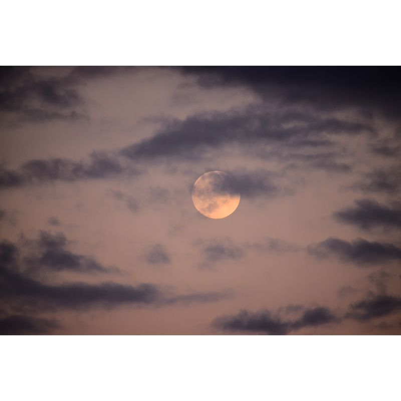 Misty Moon and Cloud Mural for Living Room, Grey-Yellow, Customized Size Available