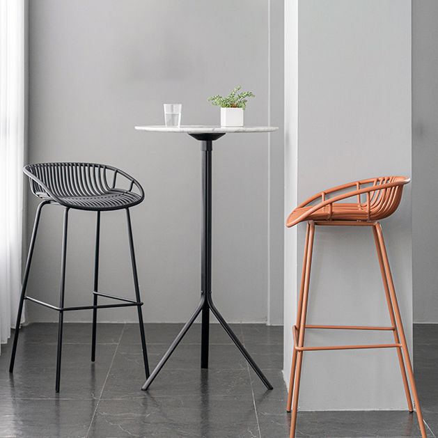 Contemporary Footrest Metal Barstool Matte Finish Restaurant Stool