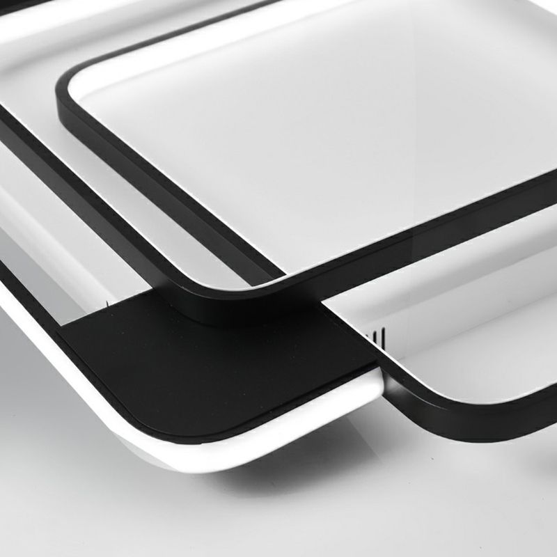 Gestapeld plafondinbouwlicht Modern metaal Zwart vierkant LED-inbouwlamp voor slaapkamer