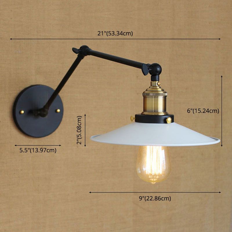 Industrielle Scheune Schwung Arm Saftleuchten Metall 1-Licht-Wandlampe in Chrom und Schwarz