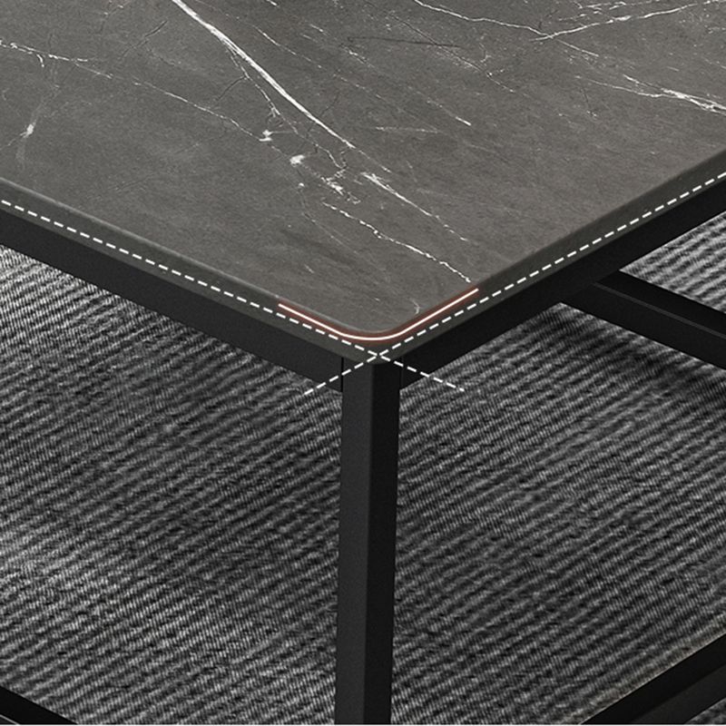 16.5"H Modern Rectangular Wooden Coffee Table Steel Frame Accent Table