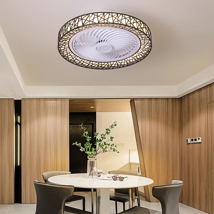 Simple Circle Ceiling Fan Lamp Metal LED Ceiling Flush Mount