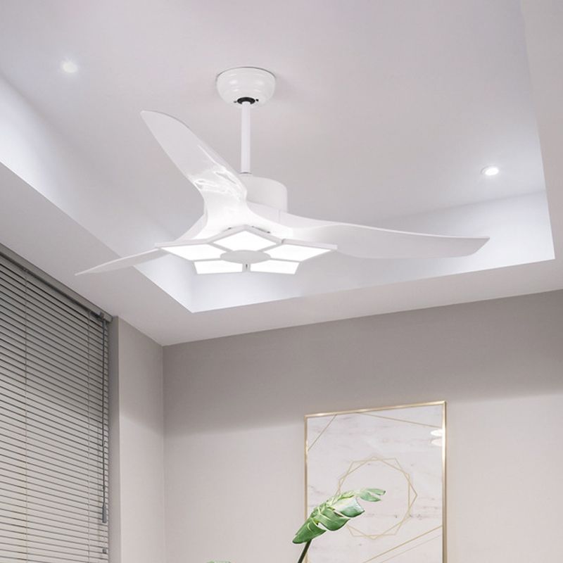 50 "breite acrylgeometrische halbflütige leichte modernistische LED -Lüfterlampe, 5 Klingen