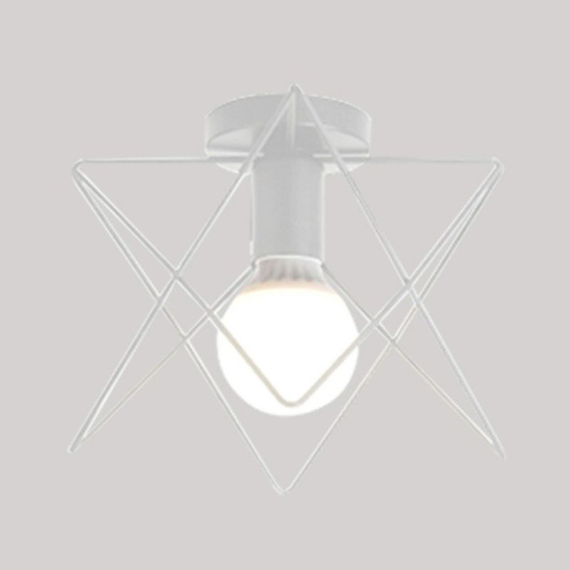 Single-Bulb Ceiling Fixture Vintage Iron Wire Geometric Flush Mount Lighting for Aisle
