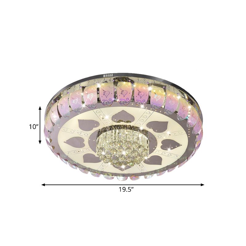 Plafoniera a LED in vetro modellato Lampada da incasso per lobby rotonda cromata moderna, larghezza 19,5"/23,5"
