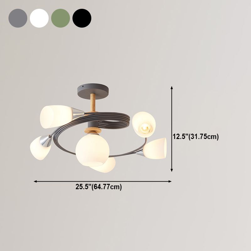 Metal Flush Mounted Ceiling Lights Frosted Glass Shade Ceiling Lighting for Living Room