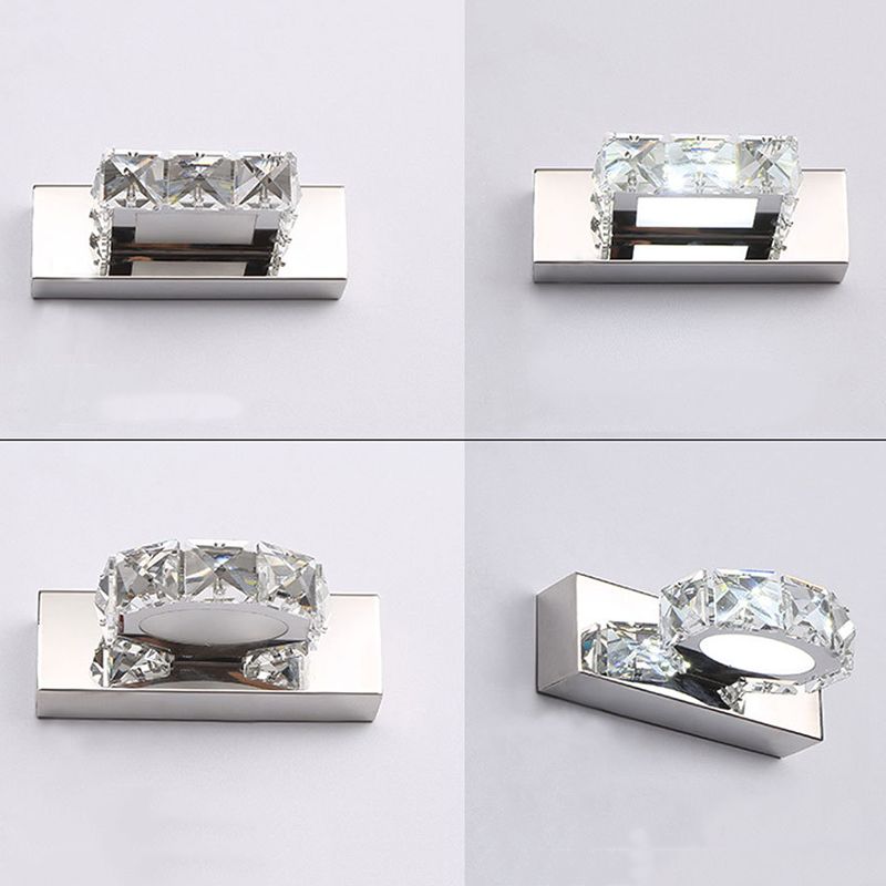 K9 Kristallblock Waschtisch Wandleuchter Modernismus Chrom Finish LED -Wandlampe für Bad