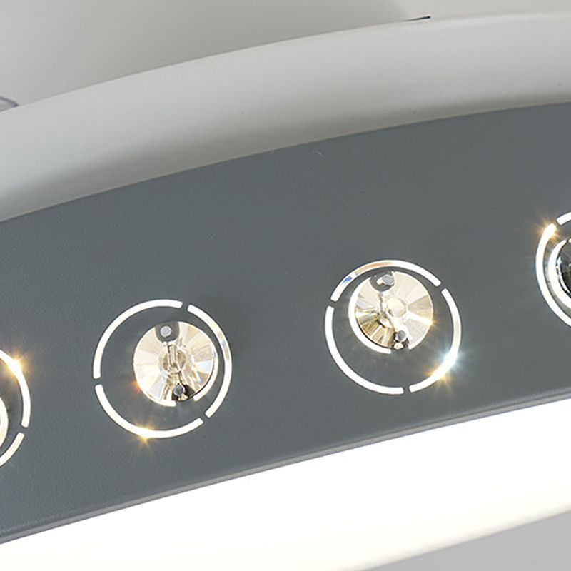 Kristallperlen LED Semi Mount Light Nordic Style 8 Blade Blau -weiße Deckenhalterventilator