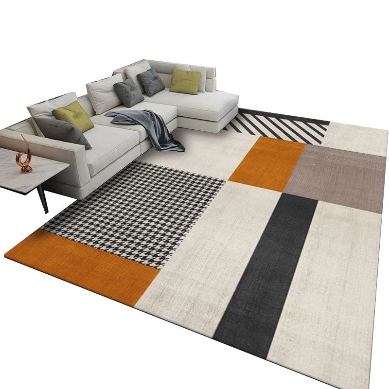 Dark Gray Modern Rug Polyester Geometric Area Rug Washable Rug for Sitting Room