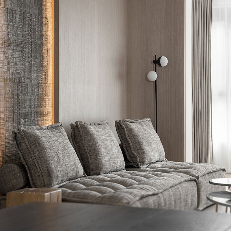 Modern Sofa with Bolster Pillows Armless Settee for Bonus Room