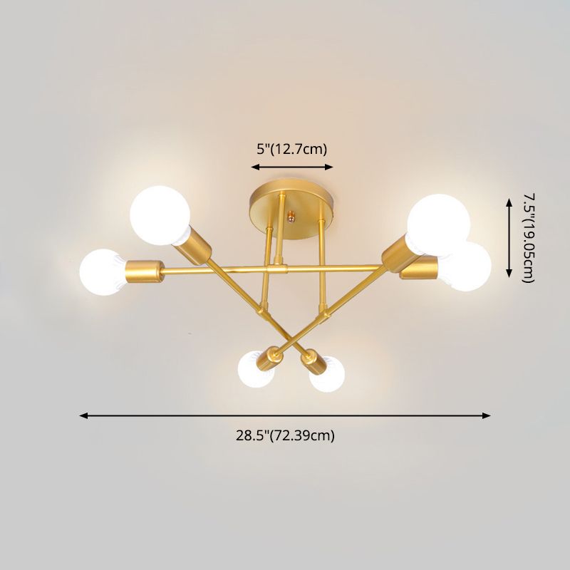 Industriële Retro Radiale Semi Flush Mount Smeedijzer-Lamp Plafond Armatuur voor Interieur Spaces