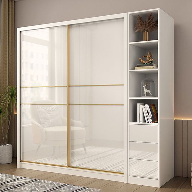 Contemporary Glossy White Storage Cabinet Manufactured Wood Cabinet for Home