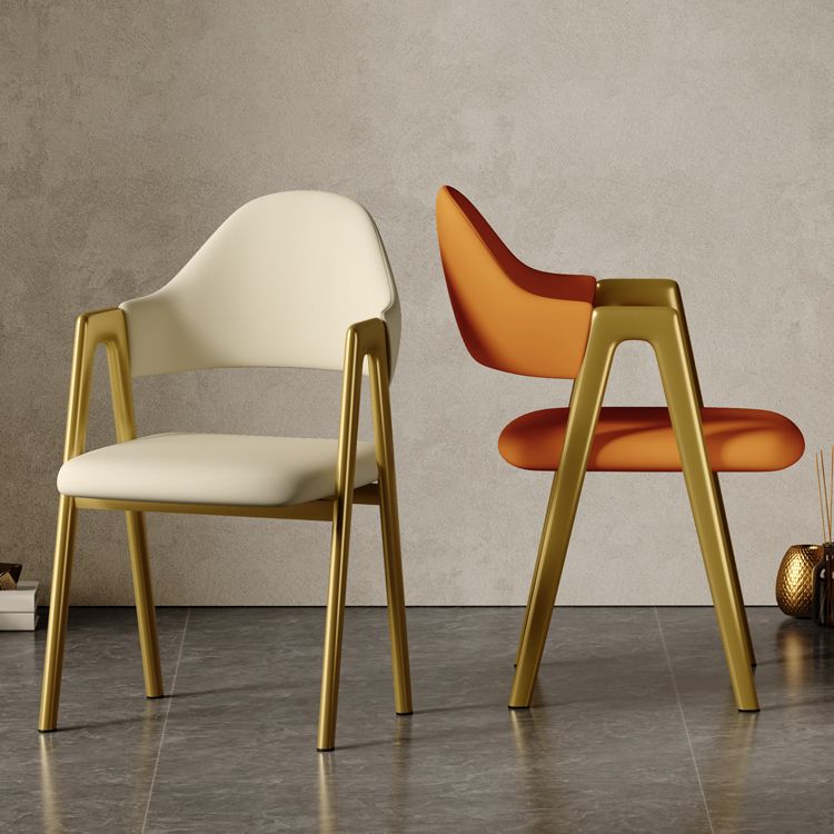 Contemporary Upholstered Arm Chair Open Back Home Dining Chair