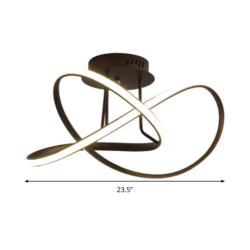 19.5 "/23.5" W Twist Plafond Gemonteerde Armatuur Moderne Acryl LED Wit/Koffie Semi Flush Mount Verlichting in Warm/Wit Licht