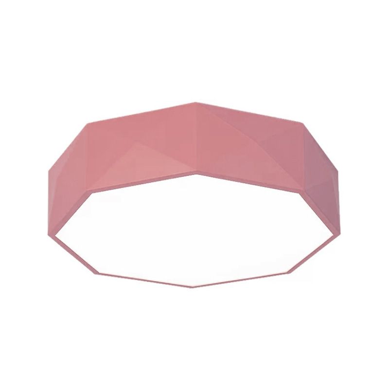 16"/20" Dia Pink/Yellow/Blue/Green Hexagon Ceiling Light Macaron Acrylic LED Flush Mount Light in Third Gear/Warm/White Light for Girls Bedroom