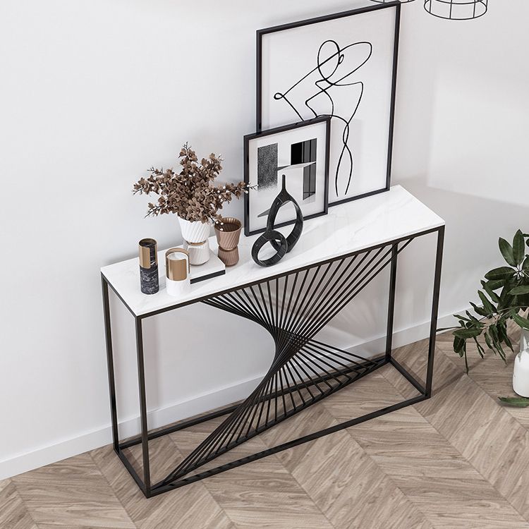 Marble Modern Console Table 11.81-inch Wide Rectangle Accent Table