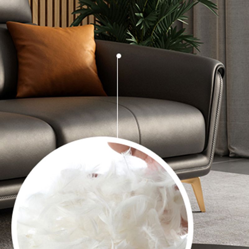 Contemporary Black Sewn Pillow Back Sloped Arm for Living Room Sofa
