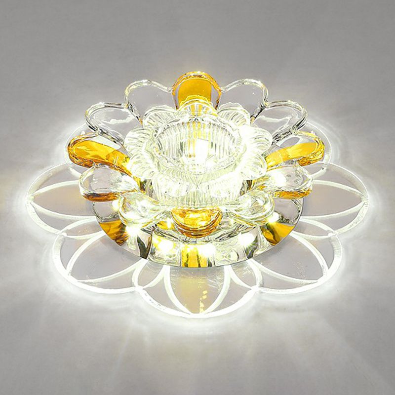 Effacer Floral Forme LED Flush Mount Light Simplicité Crystal Flush Mount Ceiling Light
