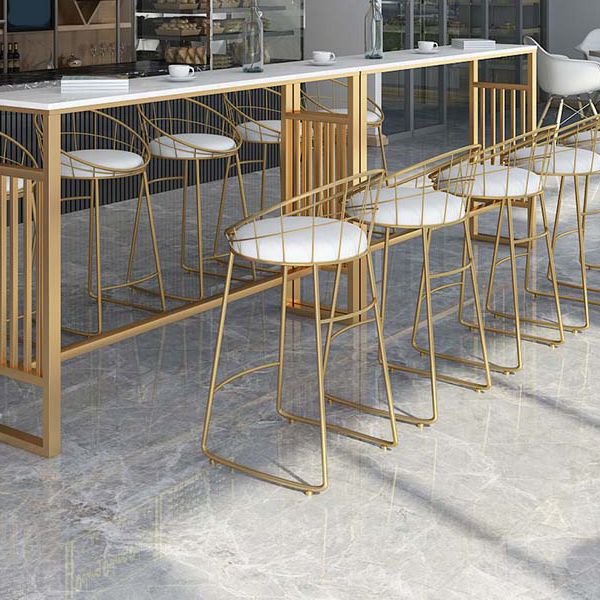 Industrial Metal Bar Stools Armless Backrest Barstool with Cushion