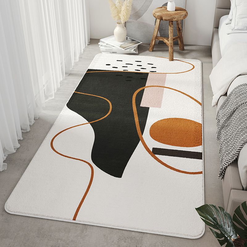 Stylish Modern Rug Contrast Color Polyester Area Rug Anti-Slip Easy Care Rug for Bedroom
