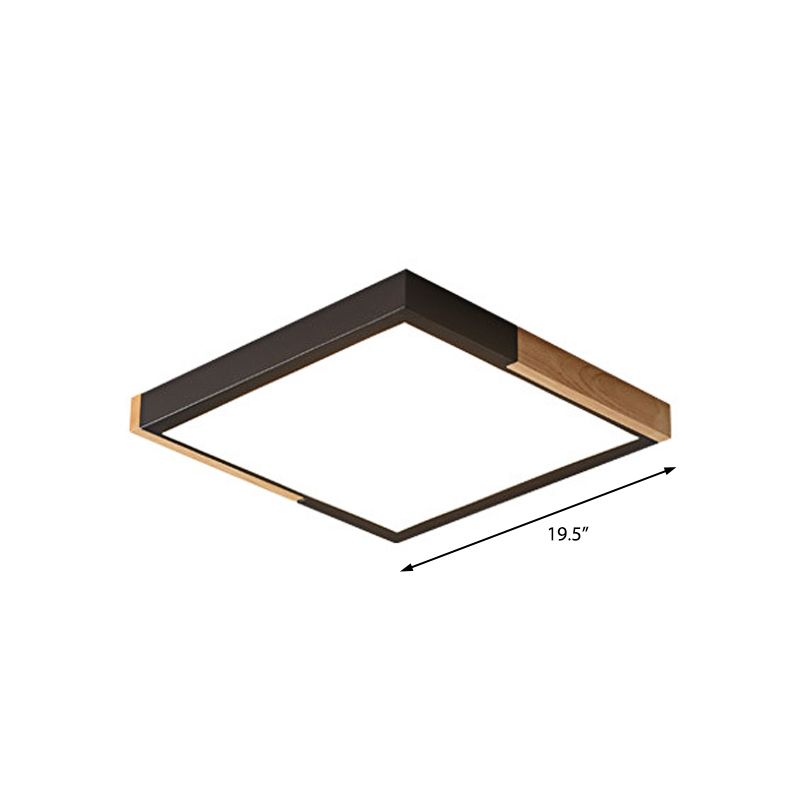 Gesplitst vierkant inbouwlicht Scandinavisch metaal Groen/wit/zwart-hout LED-plafondverlichting in wit/warm/3 kleuren licht, 16"/19,5" breed