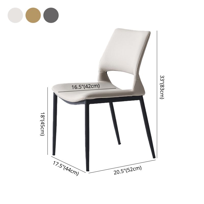 Minimalist Open Back Dining Side Chairs Leather Dining Side Chair for Home