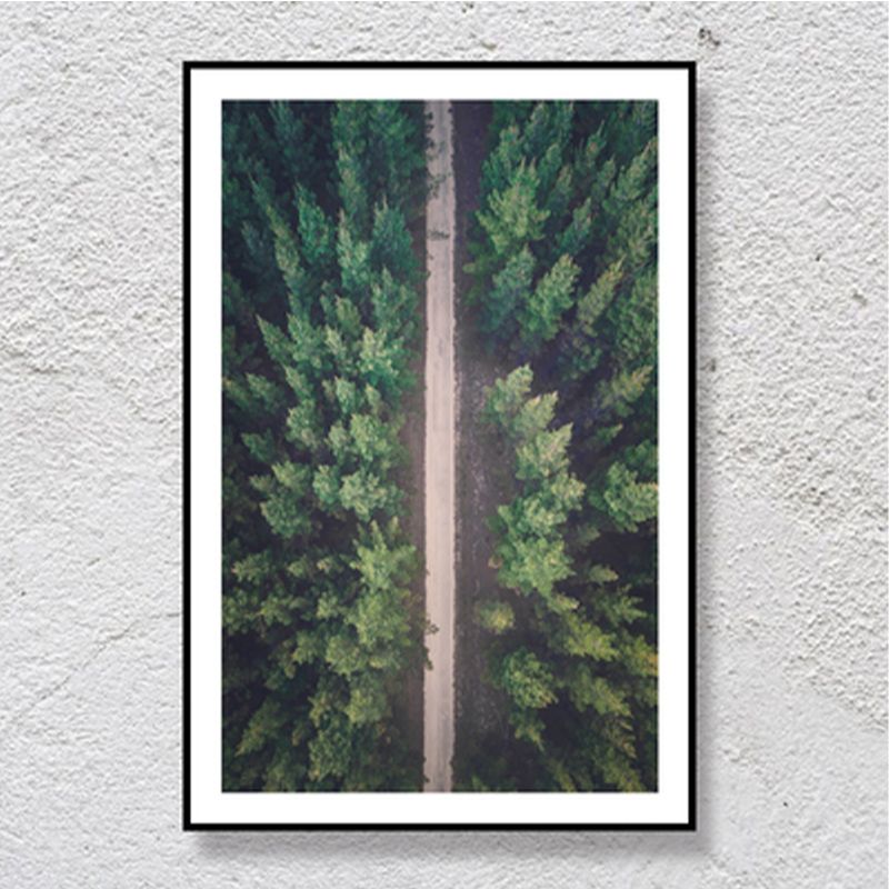 Autoroute moderne en toile forestière pour décor d’art mural de salon en vert, plusieurs tailles disponibles